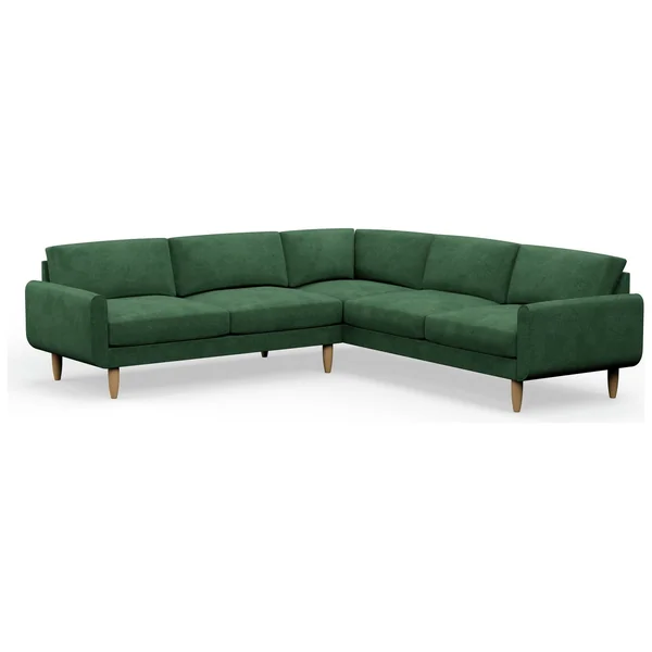 Hutch Velvet Round Arm 7 Seater Corner Sofa - Sage Green