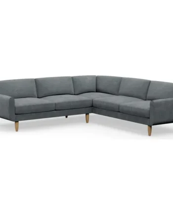 Hutch Velvet Round Arm 7 Seater Corner Sofa - Slate Grey