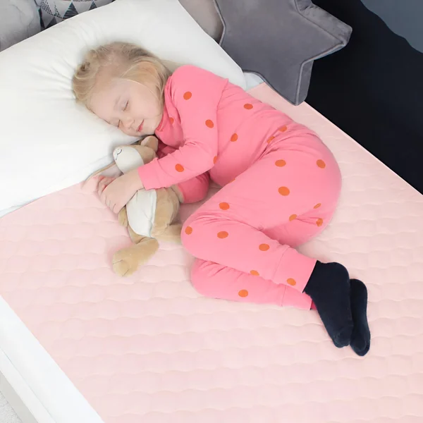 Hygge Sheets® Pink Bamboo Organic Potty Training Bed Pads Washable | 100% Waterproof | Bed Wetting Sheets for Single, Toddler Beds | Non Slip Easy to Change at Night | UK Brand