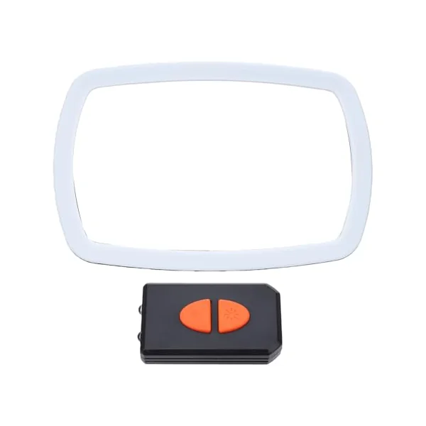 Hyuduo Baby Car Mirror with Light, Rear Facing Car Seat Mirror, ABS and Acrylic 120° Wide View, Remote LED Night Light, 360° Adjustable for Infants and Parents Driving