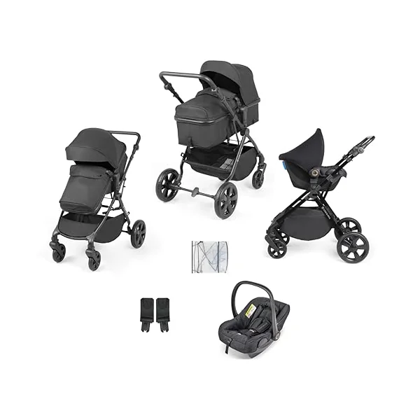 Ickle Bubba Comet Travel System with Astral (Black) | Suitable from Birth to 22kg (Approx. 4 Years), Convertible Pram Seat Unit, UPF 50+ Hood, Apron, and Raincover
