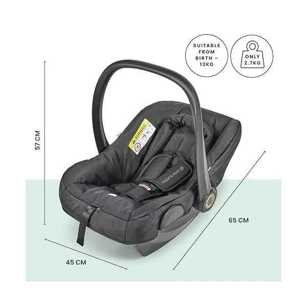 Ickle Bubba Comet Travel System with Astral (Black) | Suitable from Birth to 22kg (Approx. 4 Years), Convertible Pram Seat Unit, UPF 50+ Hood, Apron, and Raincover