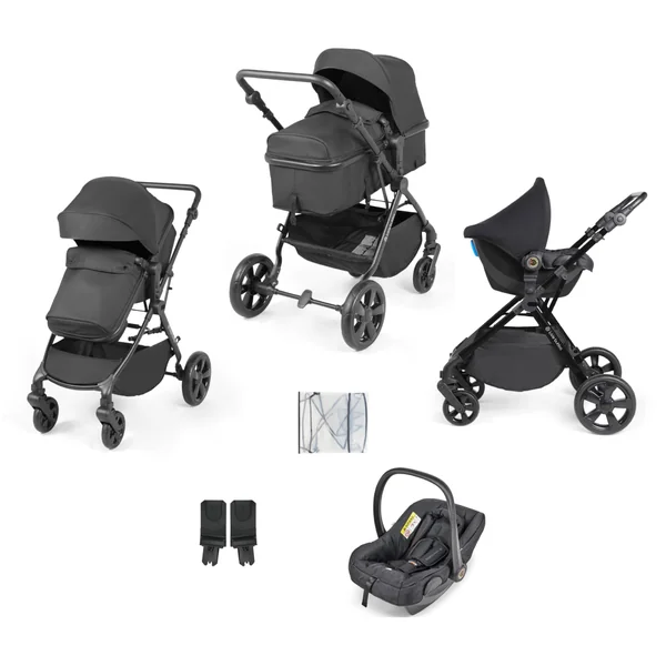 Ickle Bubba Comet Travel System with Astral (Black) | Suitable from Birth to 22kg (Approx. 4 Years), Convertible Pram Seat Unit, UPF 50+ Hood, Apron, and Raincover