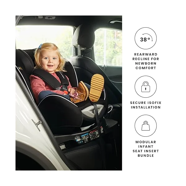 Ickle Bubba Radial Group 0+/1/2 360 Spin Isofix Car Seat (Black) | 360° Rotating Design, Booster Seat Suitable from Birth to 25kg, Integrated ISOFIX Base for Secure Installation