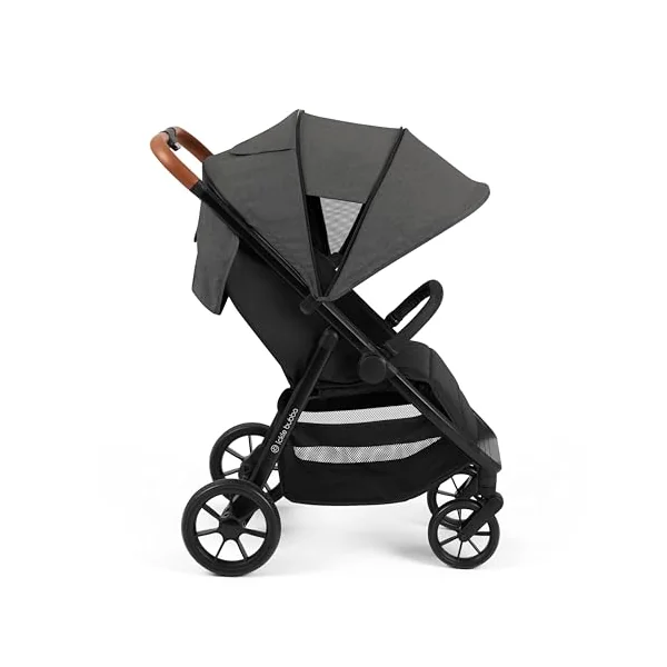 Ickle Bubba Stomp Stride Baby Stroller, Lightweight Travel Stroller & Pushchair with Extra Large Seat, Multi-Terrain EVA Wheels, UPF50+ Extendable Hood & Raincover, Birth to 22kg, Charcoal Grey