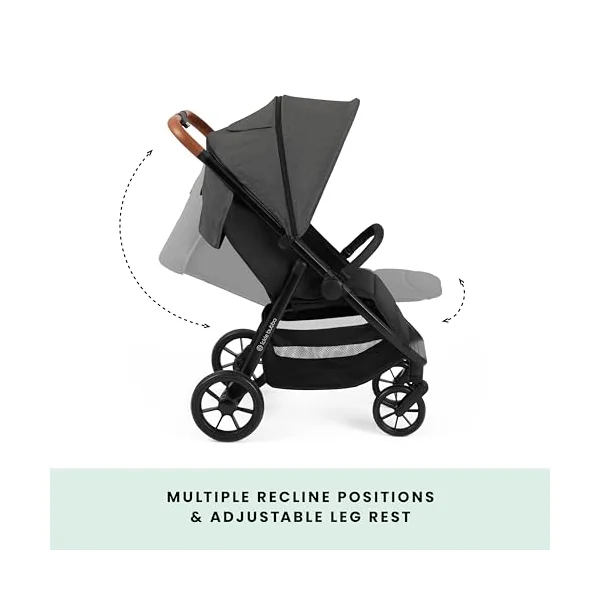 Ickle Bubba Stomp Stride Baby Stroller, Lightweight Travel Stroller & Pushchair with Extra Large Seat, Multi-Terrain EVA Wheels, UPF50+ Extendable Hood & Raincover, Birth to 22kg, Charcoal Grey