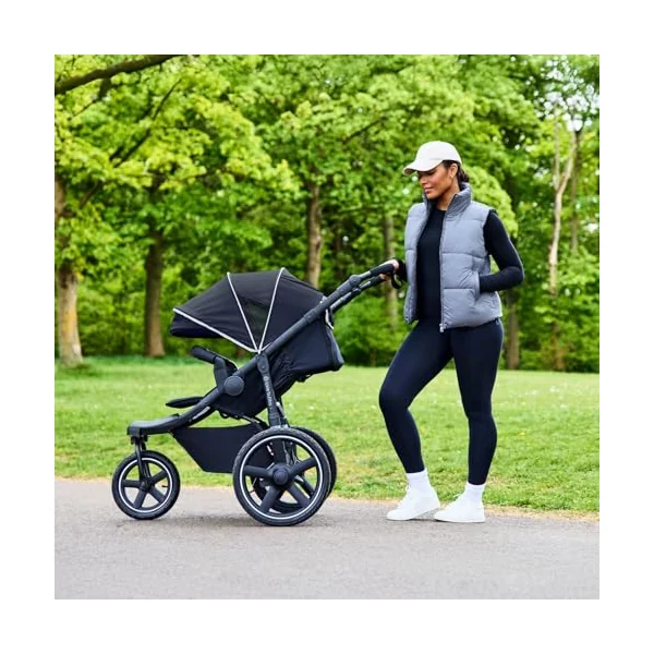 Ickle Bubba Venus Jogger Pro All Terrain Pushchair (Midnight) | 3 Wheel Jogging Running Buggy Air Filled Tyres, Rear Suspension, Handlebar Brake, UPF50+ Hood, From Birth to 22kg