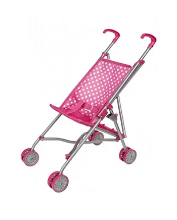 Idena 40068 Doll Buggy Folding Dots – Pink