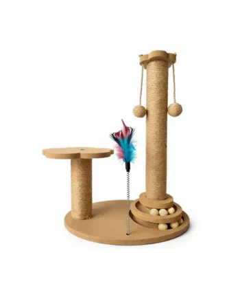 Indoor Cat Scratcher Activity Centre Sisal Scratch Posts Rest Platform Hanging Rope Balls Feather Toy