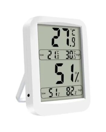 Indoor Hygrothermograph Digital LED Display, White Abs | High Precision Room Reading, Lightweight Build, for Bedroom and Baby Room