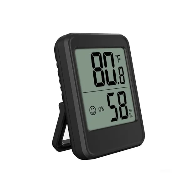 Indoor Thermometer and Humidity Meter Digital with Smile Face Desktop Wall Mount for Baby Room Nursery(Black)