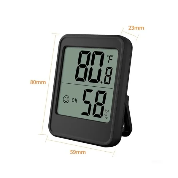 Indoor Thermometer and Humidity Meter Digital with Smile Face Desktop Wall Mount for Baby Room Nursery(Black)