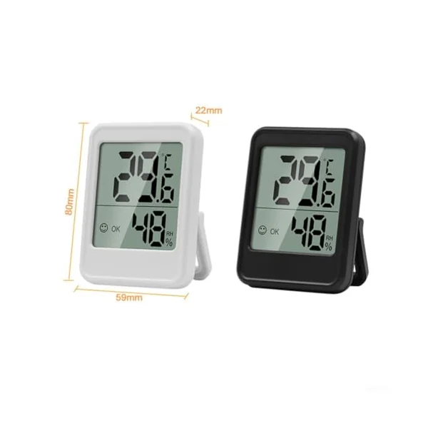 Indoor Thermometer and Humidity Meter Digital with Smile Face Desktop Wall Mount for Baby Room Nursery(Black)