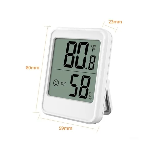 Indoor Thermometer and Humidity Meter Digital with Smile Face Desktop Wall Mount for Baby Room Nursery(Black)
