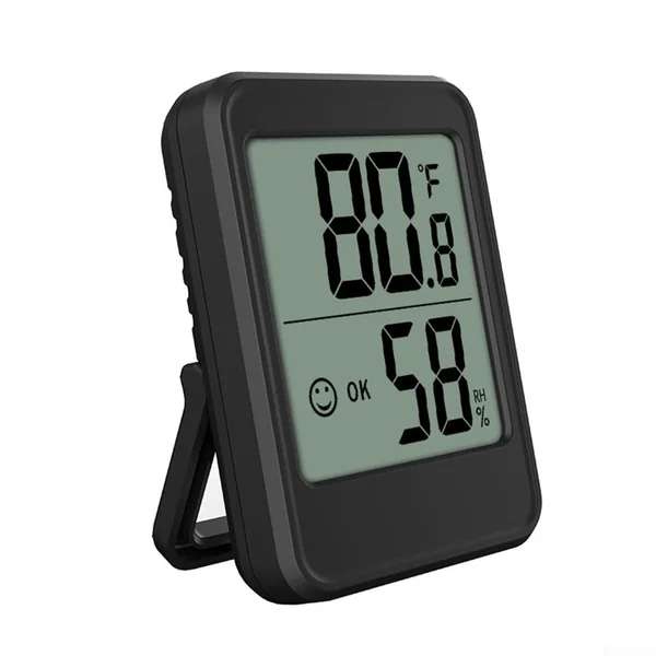 Indoor Thermometer and Humidity Meter Digital with Smile Face Desktop Wall Mount for Baby Room Nursery(Black)