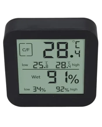 Indoor Thermometer Hygrometer with Touchscreen and Backlight Humidity Monitor Indoor Double Sided LCD with Timer for Baby Room Greenhouse Garage Kitchen (Black)