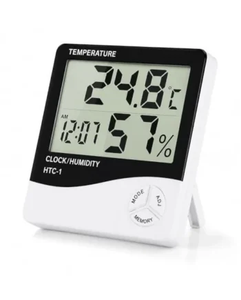 INDOTEAM Room Thermometer Hygrometer & Humidity Monitor with Clock, White | Digital