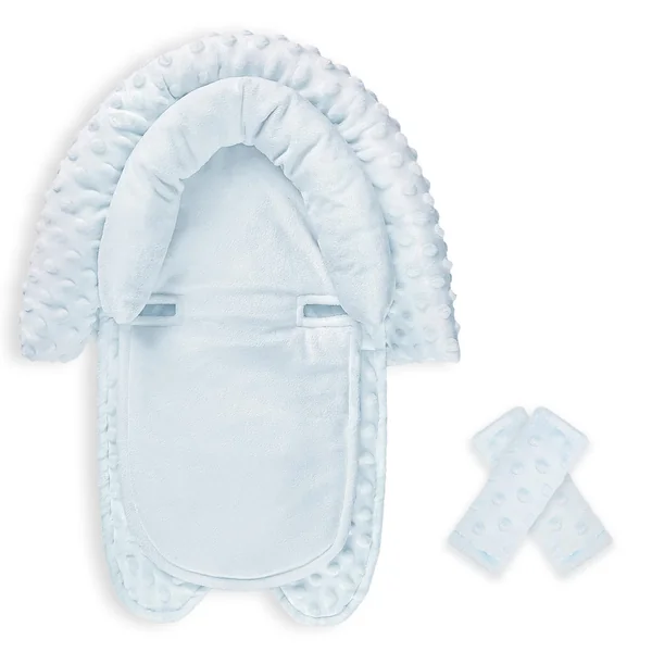 Infant Car Seat Insert, Baby Car Seat Head & Body Support with Straps Pads, Soft Newborn Preemie Carseat Insert Cushion for Girls Boys, Fits Carseat, Stroller, Swing, Bouncer, Light Blue