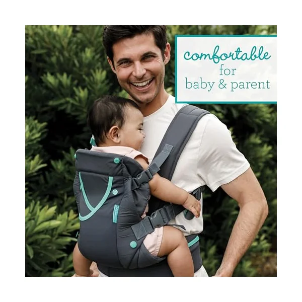 Infantino Carry On Active Baby Carrier, Ergonomic Multi-Pocket Baby Carrier for Newborn to Toddler 3.63-18.14kg with Padded Straps, Lumbar Belt Storage, Registry Essential, Grey