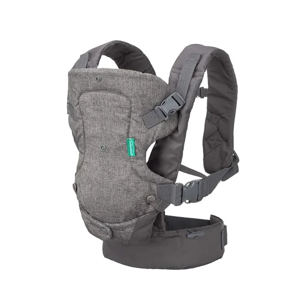 Infantino Flip Advanced 4-in-1 Baby Carrier - Ergonomic, Convertible, Face-in and Face-Out Front and Back Baby Carrier for Newborn to Toddler 3,6-14,5kg, Grey with Bib