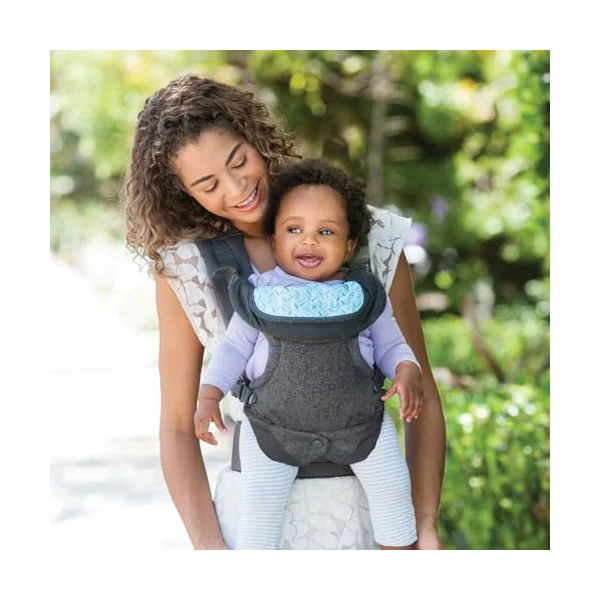 Infantino Flip Advanced 4-in-1 Baby Carrier - Ergonomic, Convertible, Face-in and Face-Out Front and Back Baby Carrier for Newborn to Toddler 3,6-14,5kg, Grey with Bib