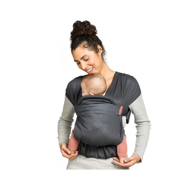 Infantino - Hug & Cuddle Adjustable Hybrid Wrap - Hybrid Baby Carrier and Sling - Simple Pressure Relief - Quilted Privacy Cover - Baby Essentials for Newborn 7-26lbs (3,2 à 11,8 kg) - Dark Grey