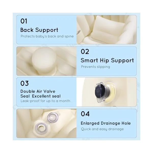 Inflatable Baby Bath, Portable Foldable Travel Bath Tub, Collapsible Non-Slip Infant Bath Tubs Baby Essentials for Newborn Mini Air Swimming Pool Bathtubs for Toddler Boys and Girls 0-12 Months