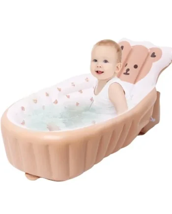Inflatable Baby Bathtub with Built in Pump, Portable Toddler Travel Bath Tub, Ergonomic Collapsible Safe Baby Bathtub with High Back Support, PVC Non-Slip Mini Air Swimming Pool for Newborn