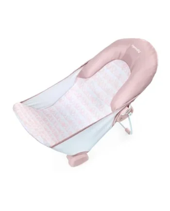 Ingenuity Foldaway 2-Position Bather, 2-Position Adjustable Support Baby Bath seat for Sink or Bathtub, Ages 0-6 Months, up to 20 pounds, Pink