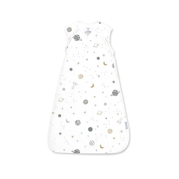 Ingenuity SwaddleMe Baby Sleeping Bag Night Sack Sleeper, Size 3-18 Months, 14-24 Pounds, 1.0 TOG, Extra-Long Zipper, 100% Cotton - Sunset Space
