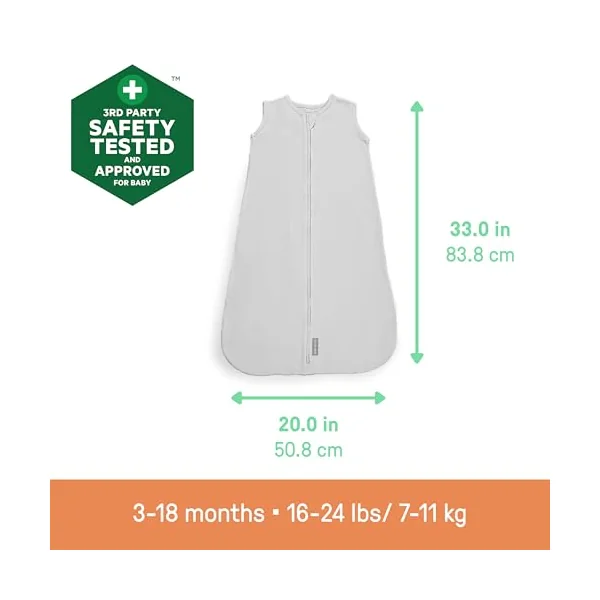 Ingenuity SwaddleMe Baby Sleeping Bag Night Sack Sleeper, Size 3-18 Months, 14-24 Pounds, 1.0 TOG, Extra-Long Zipper, 100% Cotton - Sunset Space