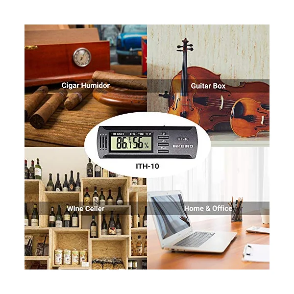 Inkbird ITH-10 Digital Hygrometer Humidity Meter Temperature Humidity | Monitor Hygrometer Thermometer for Humidor Guitar Room Wine Celler Indoor Home Office Reptile