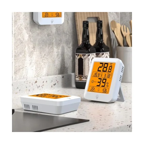 Intelligent Temperature and Humidity Meter with Backlit Display, Magnetic Wall-Mount Design for Baby Room, Bedroom, Nursery; Accurate ±1°C/±5% For RH Sensor