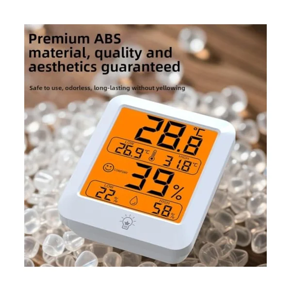 Intelligent Temperature and Humidity Meter with Backlit Display, Magnetic Wall-Mount Design for Baby Room, Bedroom, Nursery; Accurate ±1°C/±5% For RH Sensor