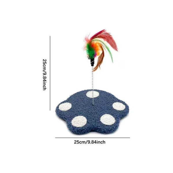 Interactive Cat Feather Teaser Toy Weighted Plush Paw Base Bell Removable Feather Wand for Indoor Cats