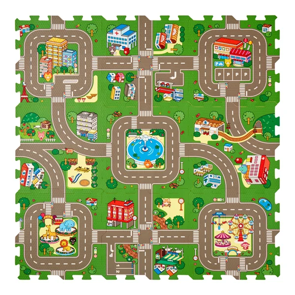 Interlocking Traffic Playmat (L)31cm (W)31cm, Pack of 9