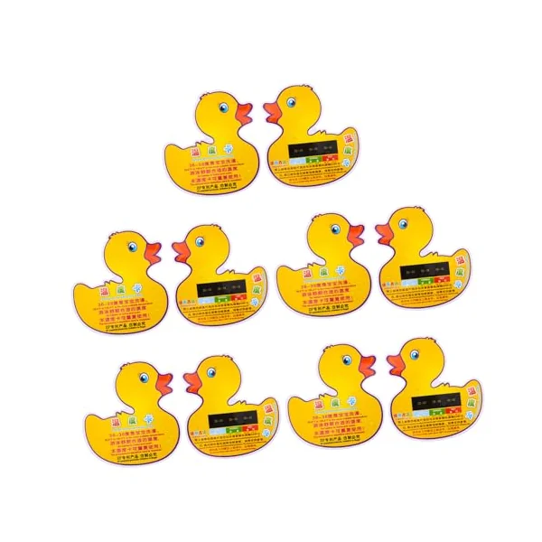 iplusmile Duck Shaped Bath Temperature Thermometer 10pcs, Digital Lcd Display, Portable Lightweight Plastic Card for Baby and Newborn Bath Time, Travel Use