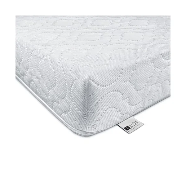iSTYLE MODE BETTER HOME CHOICE 140x70x7.5cm Baby Toddler Cot Bed Foam Mattress Fully Breathable & Waterproof Zipped Removable Washable Cover, Anti Allergy, White