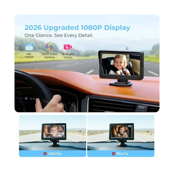 Itomoro Baby Car Mirror, View Infant in Rear Facing Seat with Wide Crystal Clear View,Camera Aimed at Baby-Easily to Observe The Baby's Every Move
