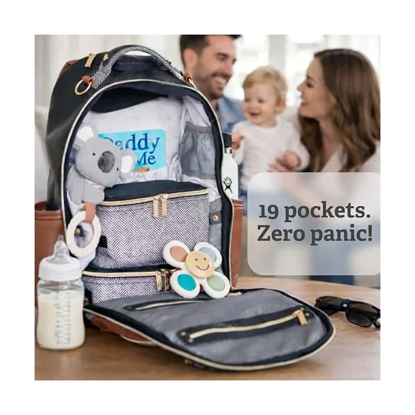 Itzy Ritzy Baby Changing Bag Backpack | Large Nappy Bag with Changing Mat | Big Enough for Their World, Organised for Yours | 19 Pockets, Insulated Bottle Holders, Pram Straps | Diaper Pack