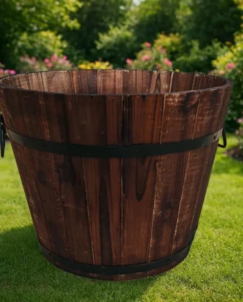 Jardin Hand Crafted Round Wooden Planter