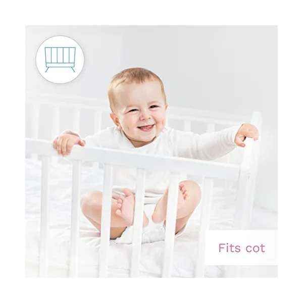 Jersey 100% Cotton Fitted Sheet for 120 x 60 cm Toddler Baby Cot Bed Mattress (White)