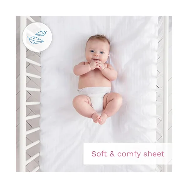 Jersey 100% Cotton Fitted Sheet for 120 x 60 cm Toddler Baby Cot Bed Mattress (White)