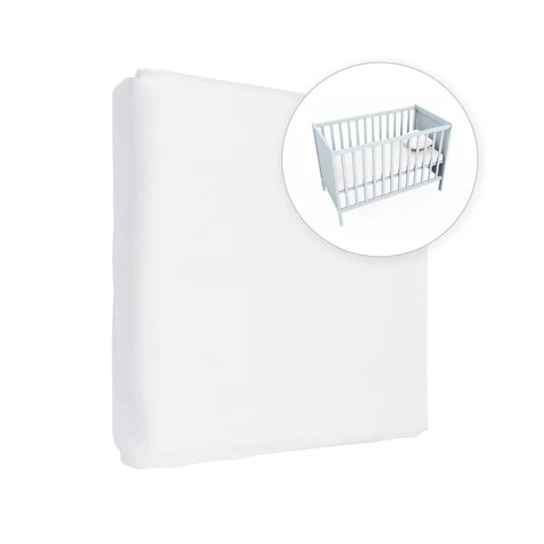 Jersey 100% Cotton Fitted Sheet for 120 x 60 cm Toddler Baby Cot Bed Mattress (White)