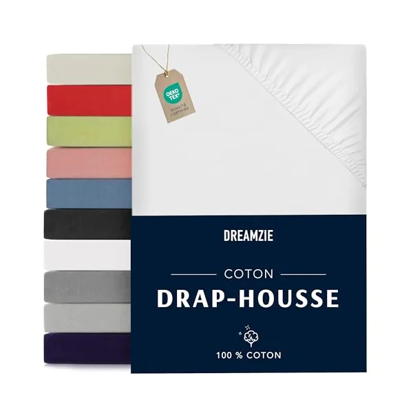 Jersey Cotton Fitted Sheets - For Mattress 70 x 160 x 12 cm, for Baby Bed, Certified Free from Chemical Products (OEKO TEX), White, Fitted Sheets with Elastic