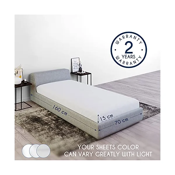 Jersey Cotton Fitted Sheets - For Mattress 70 x 160 x 12 cm, for Baby Bed, Certified Free from Chemical Products (OEKO TEX), White, Fitted Sheets with Elastic
