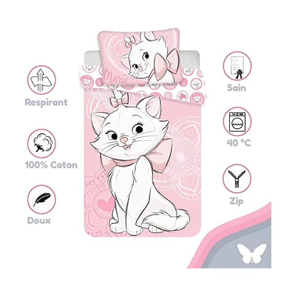 jf 2-Piece Duvet Cover Set - Marie Les Aristants - 100 x 135 cm + Pillowcase 40 x 60 cm for Baby Bed