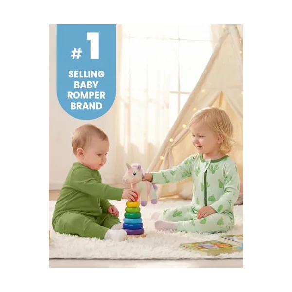 JiAmy 2 Pack Baby Sleepsuits Baby Grows Cotton Two-Way Zip Long Sleeve Footed Pajamas with Mitten Cuffs Newborn Clothes for Boys Girls 0-24 Months