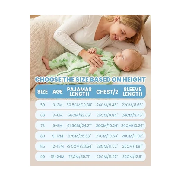 JiAmy 2 Pack Baby Sleepsuits Baby Grows Cotton Two-Way Zip Long Sleeve Footed Pajamas with Mitten Cuffs Newborn Clothes for Boys Girls 0-24 Months