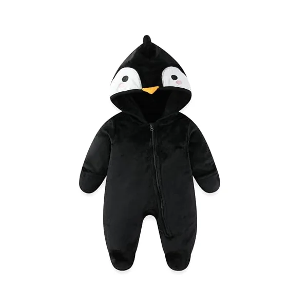 JiAmy Baby Snowsuit, Baby Boys Girls Clothes Set Fleece Animal Hooded Winter Overall Romper Jumpsuit 0-12 Months